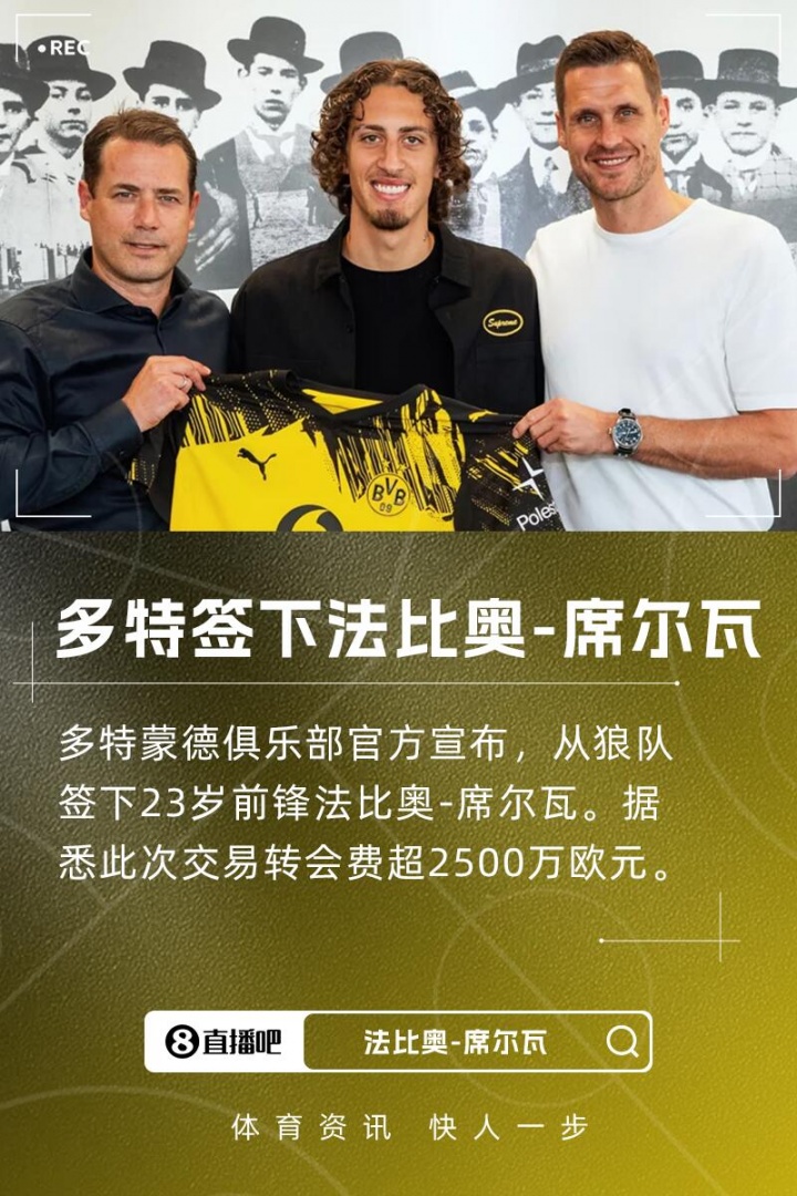 开云体育官网-转会费超2500万欧！官方：多特签下狼队前锋法比奥-席尔瓦